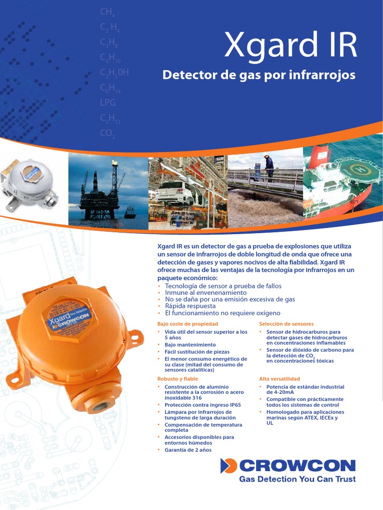 hojadatosXgardIR Detector Gas CH4 PDF Aluminio Infrarrojo