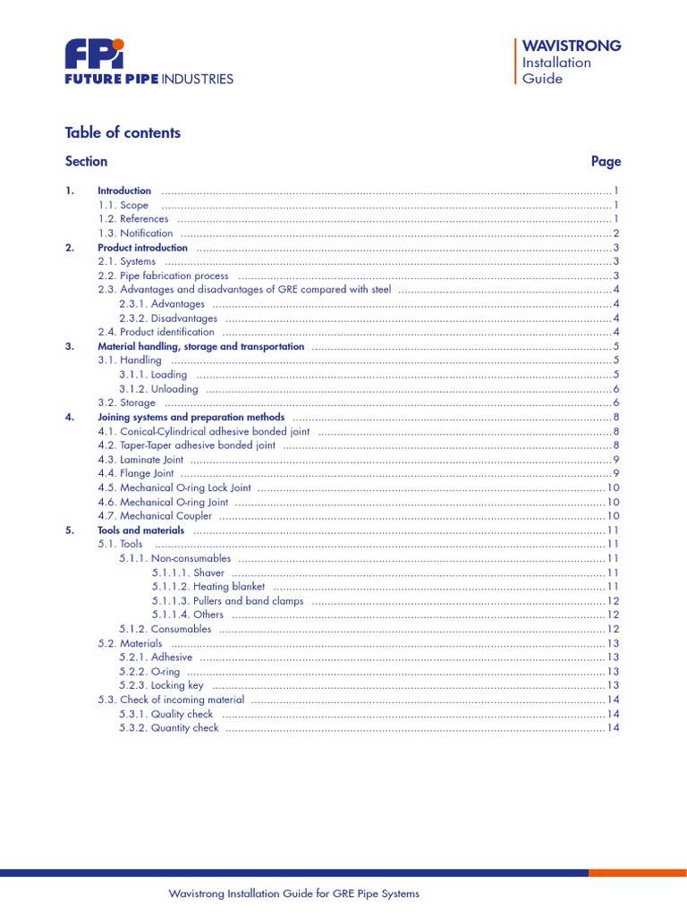 Wavistrong GRE Pipe Installation Guide | PDF | Pipe (Fluid Conveyance ...
