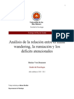 Análisis de La Relación Entre El Mind Wandering, La Rumiación y Los Déficits Atencionales