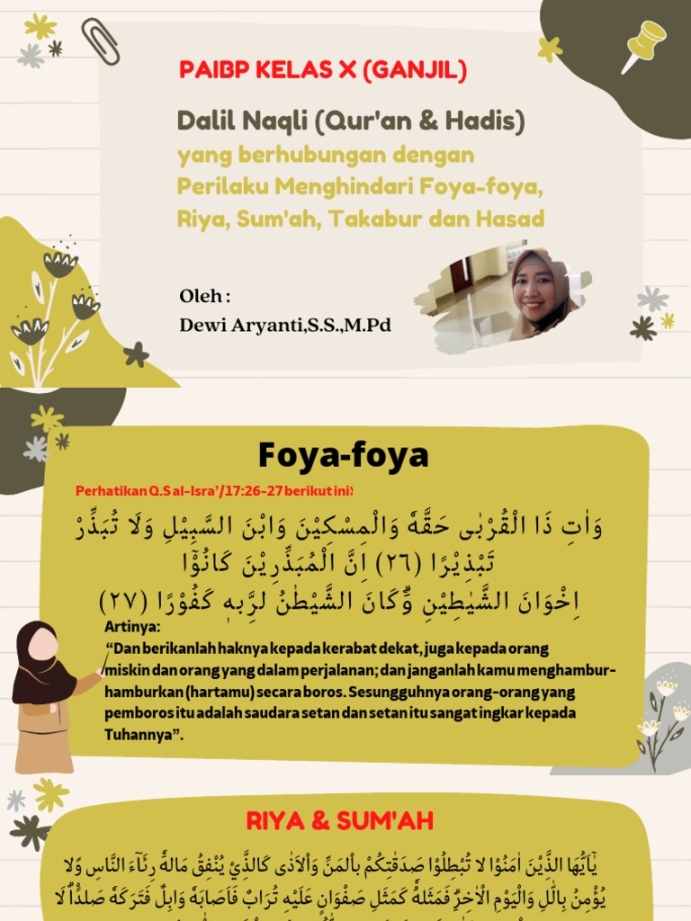 Dalil Menghindari Riya dan Foya-foya | PDF