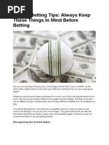 Cricket Betting Tips: Always Keep These Things in Mind Before Betting