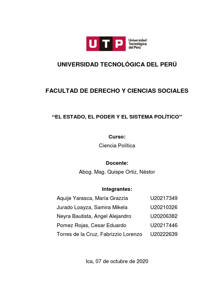 Poder Político y Sistema en el Estado | PDF | Estado (política) | Poder ...