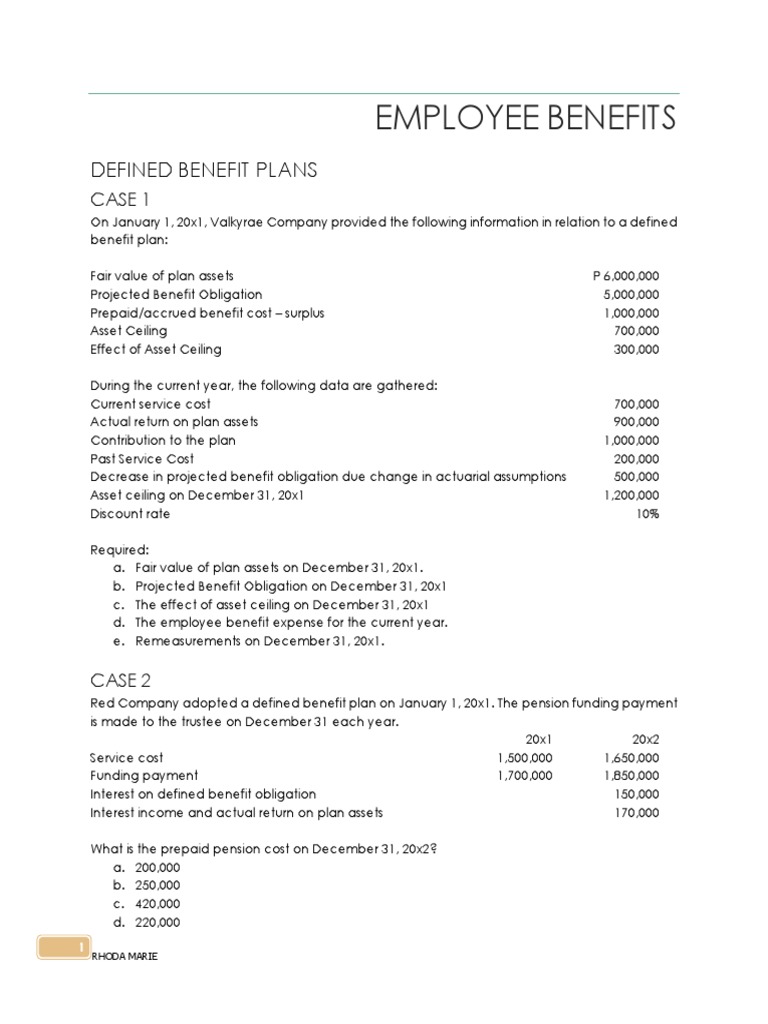 Employee Benefits Defined Benefit Plans PDF Defined Benefit