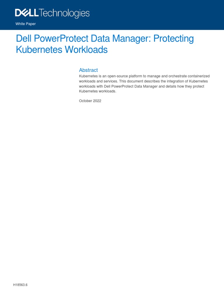 Dell Powerprotect Data Manager: Protecting Kubernetes Workloads | PDF ...