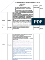Guion Del Quinto Programa Televisivo Domigo 30 de Octubre Temas