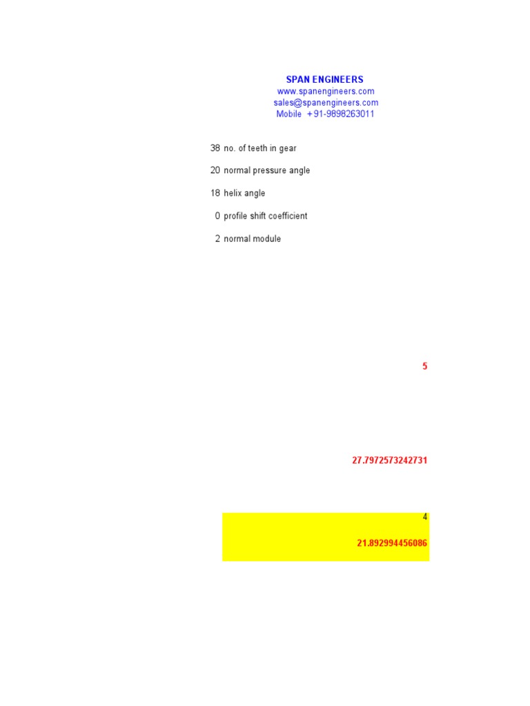 Helical Gear Span (Base Tangent) Measurement PDF