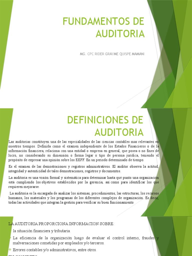 Semana 1 Fundamentos de Auditoria | PDF | Auditoría | Contralor