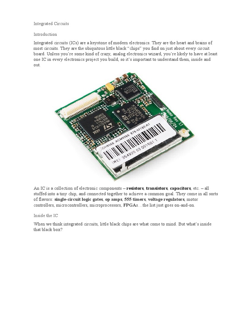Integrated Circuits: Resistors Transistors Capacitors | PDF