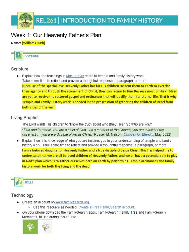 Week 1: Our Heavenly Father's Plan: Scripture | PDF | God The Father ...