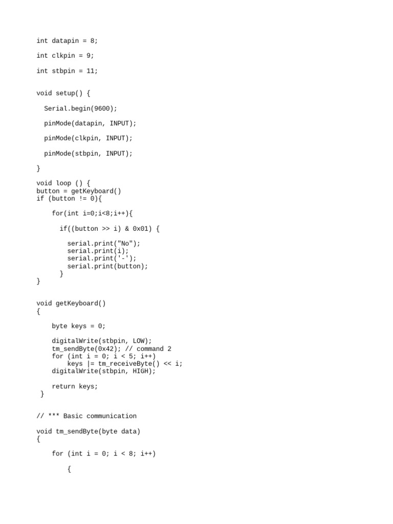 TM1628 Arduino Serial Interface Code | PDF