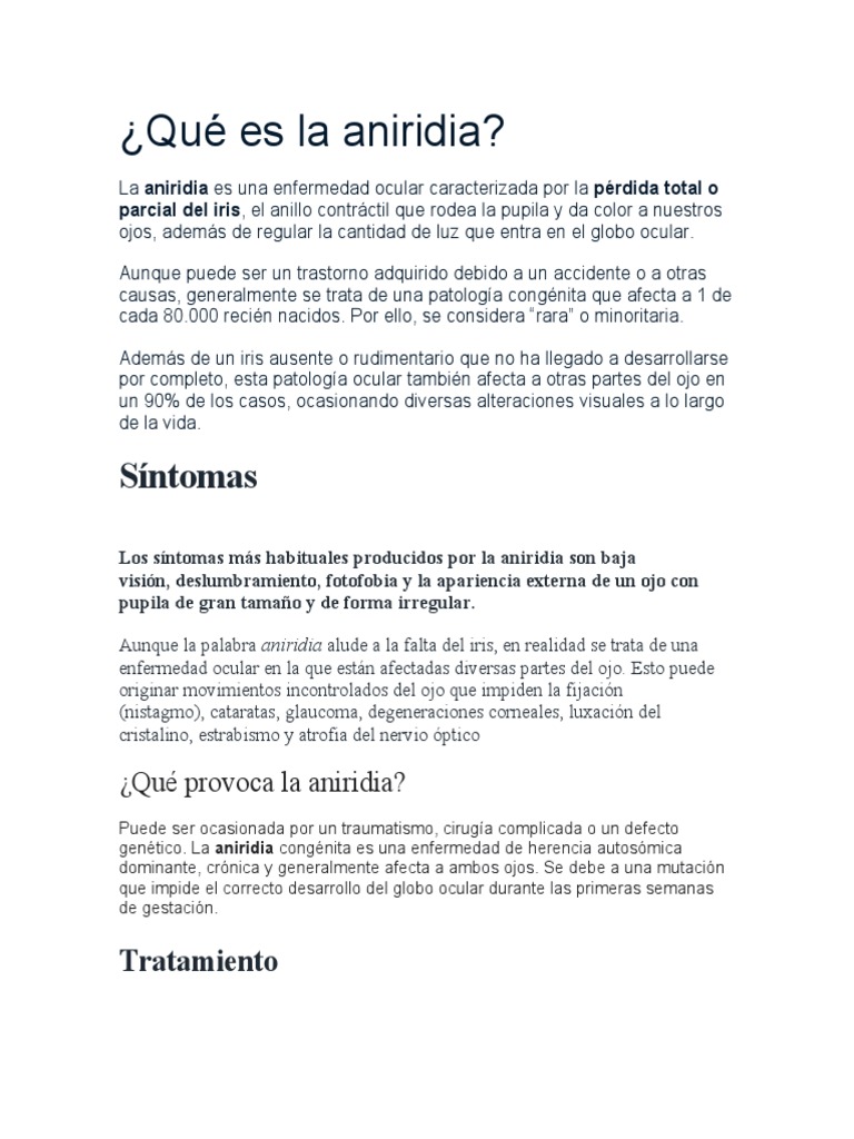 Qué Es La Aniridia | PDF