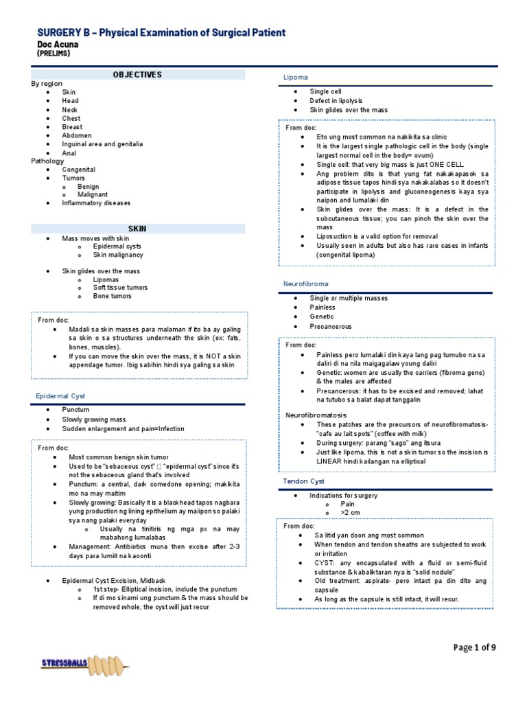 SURGERY B - Physical Examination of Surgical Patient: Objectives | PDF ...