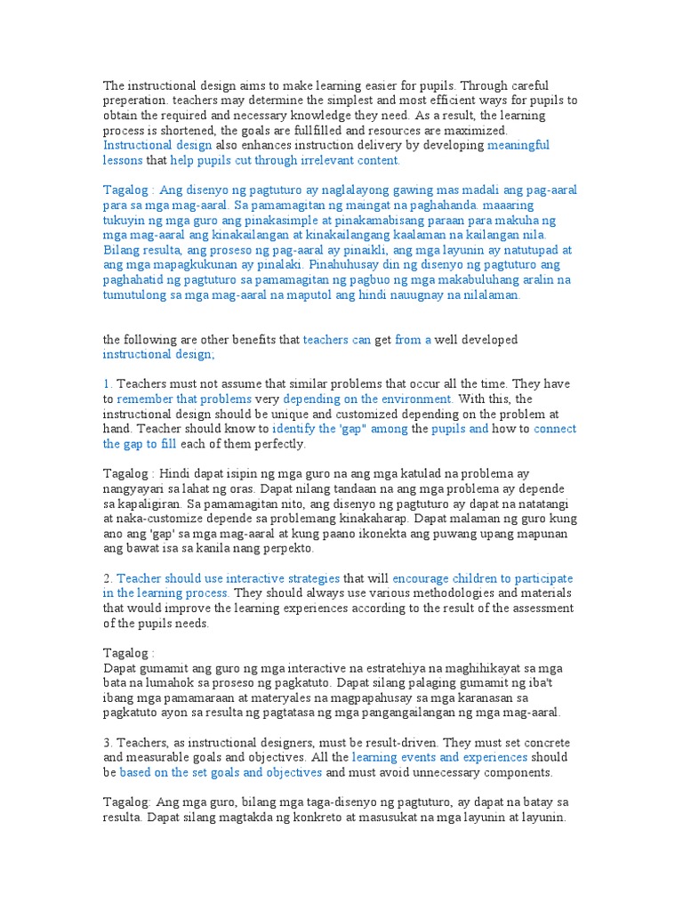 The Instructional Design Aims To Make Learning Eas | PDF