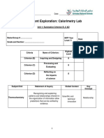Calorimetry Lab Student Expolartion Sheet
