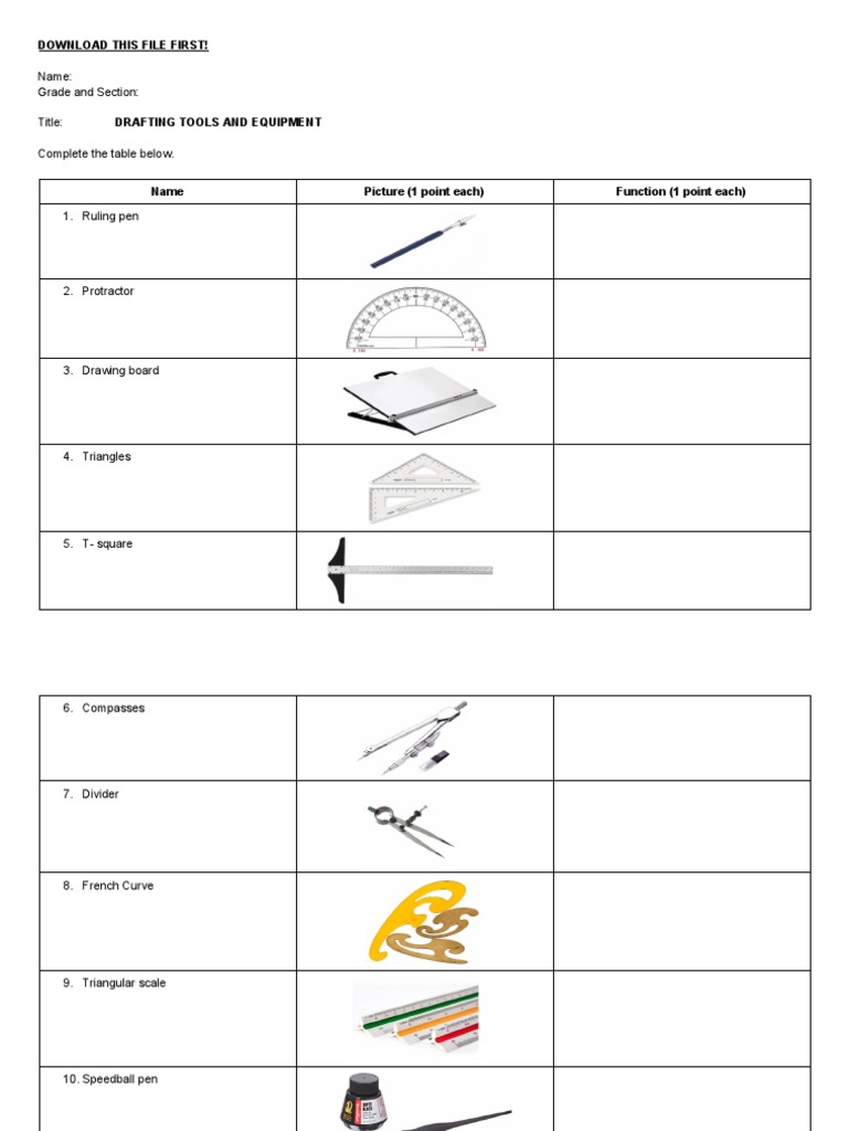 Drafting Tools and Equipment PDF