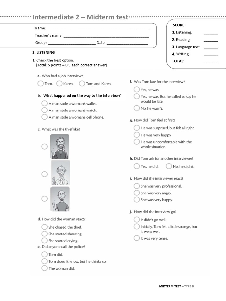 Intermediate 2 Midterm Test Overview | PDF