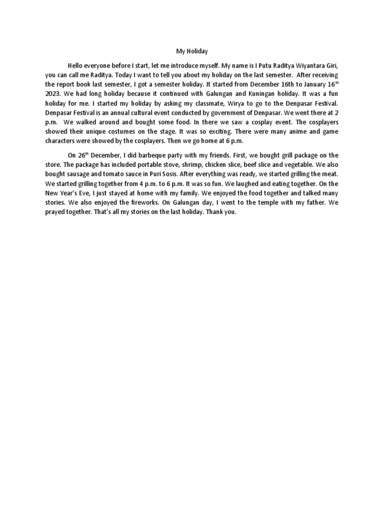My Holiday Recount: Fun and Family | PDF