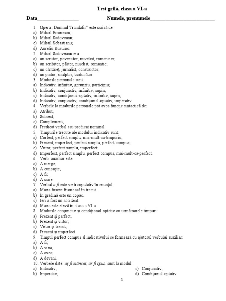 Test Grila Moduri Personale | PDF