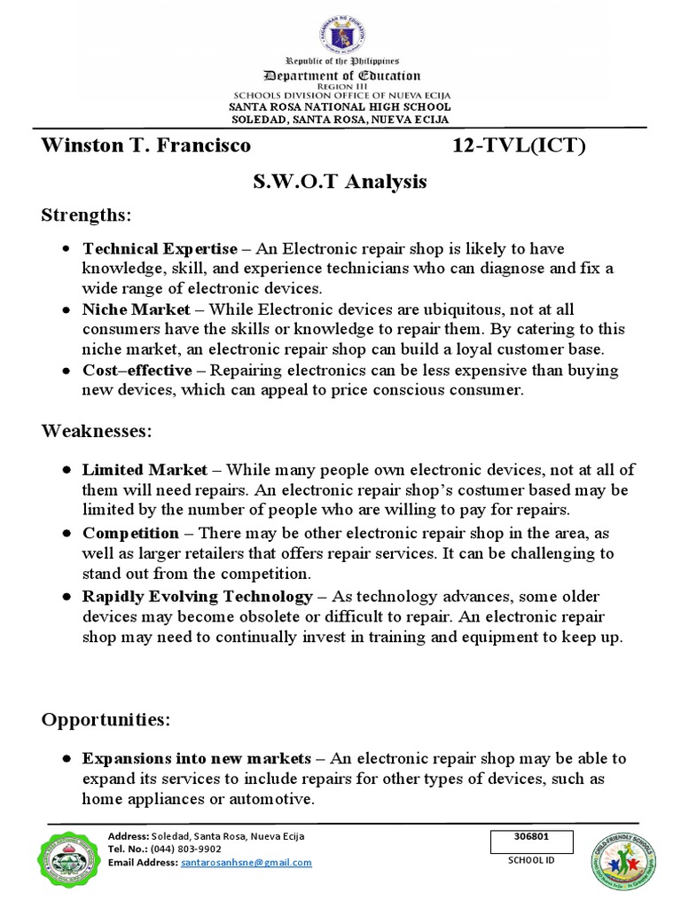 Electronic Repair Shop Description