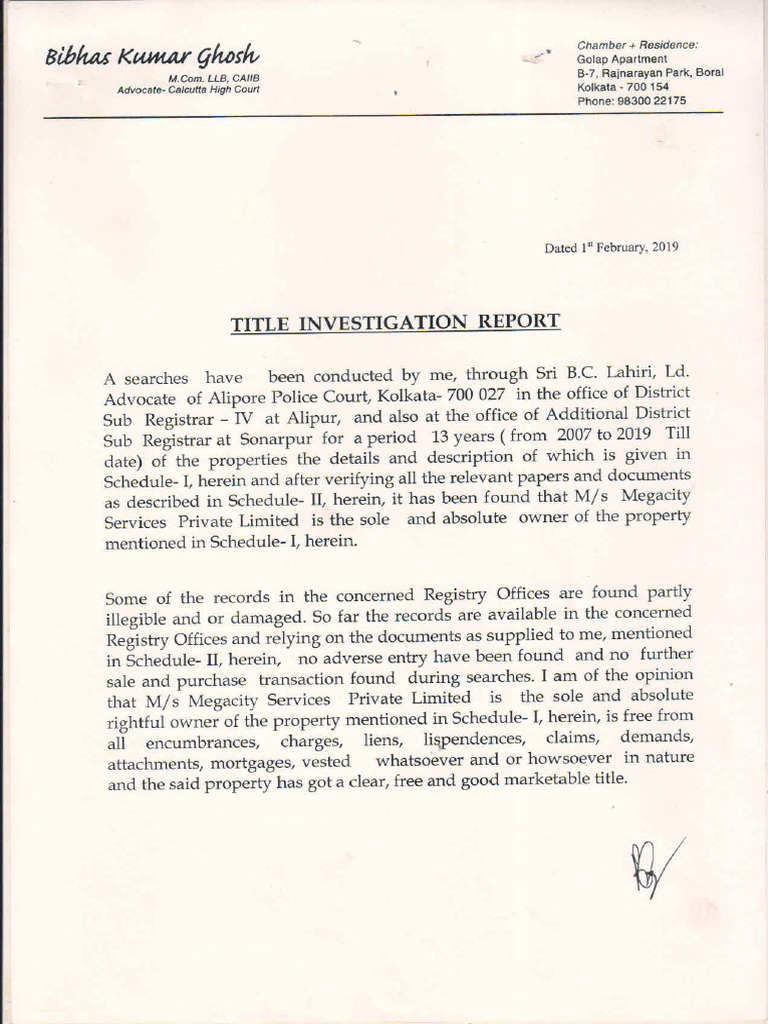 Title Investigation Report | PDF