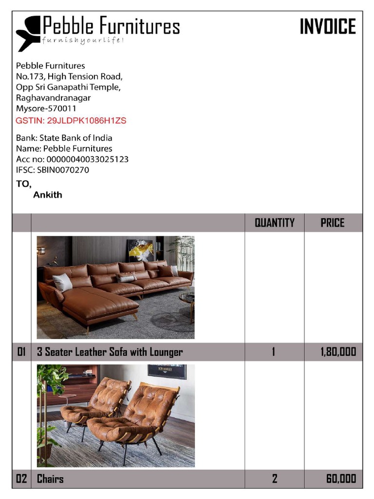 Pebble Furniture Quotation PDF