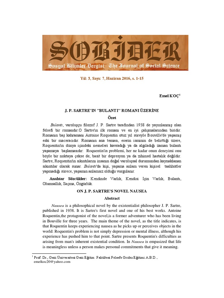 J P Sartrein Bulanti Romani Uzerine | PDF