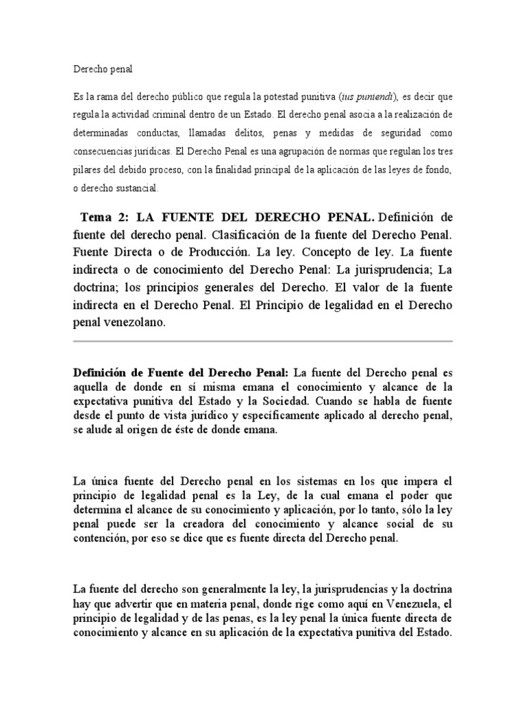 Fuentes del Derecho Penal en Venezuela | PDF | Caso de ley | Derecho penal