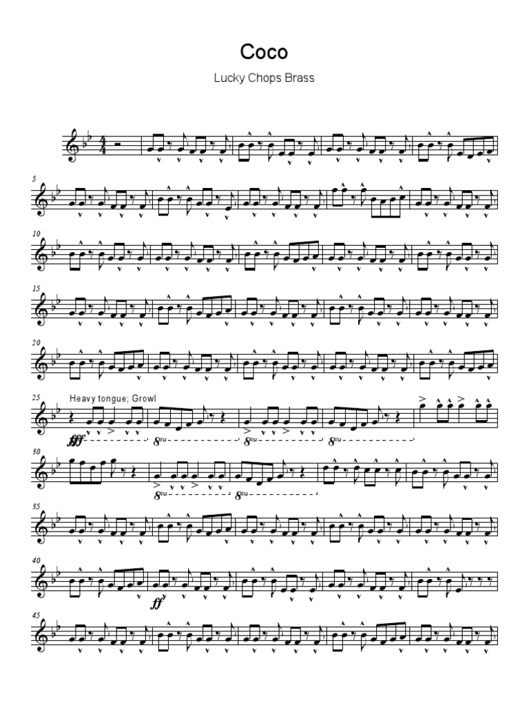Coco - Lucky - Chops. - Score - Tenor Saxophone | PDF