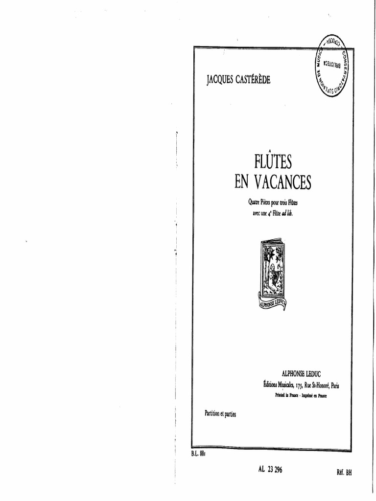 Jacques Castérède Flûtes en Vacances PDF