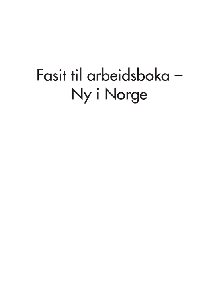 Fasit Ny I Norge Arbeidsbok | PDF