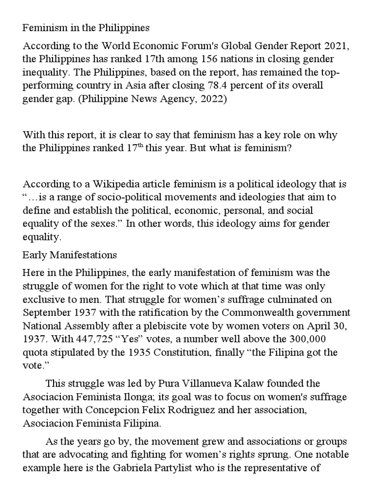 Feminism's Impact in the Philippines | PDF | Gender Studies | Feminism