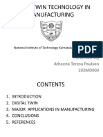 Digital Twin Technology in Manufacturing: Presented By, Atheena Teresa Paulson 192MD003