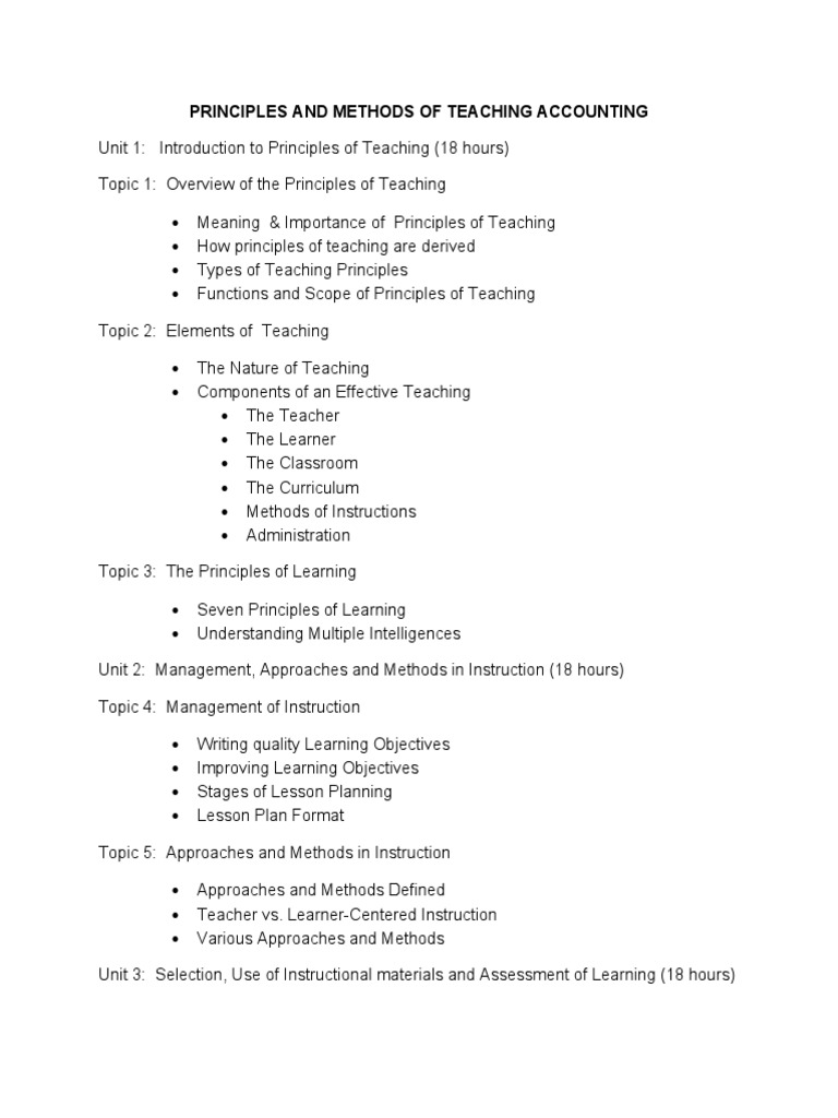 Principles and Methods of Teaching Accounting PDF