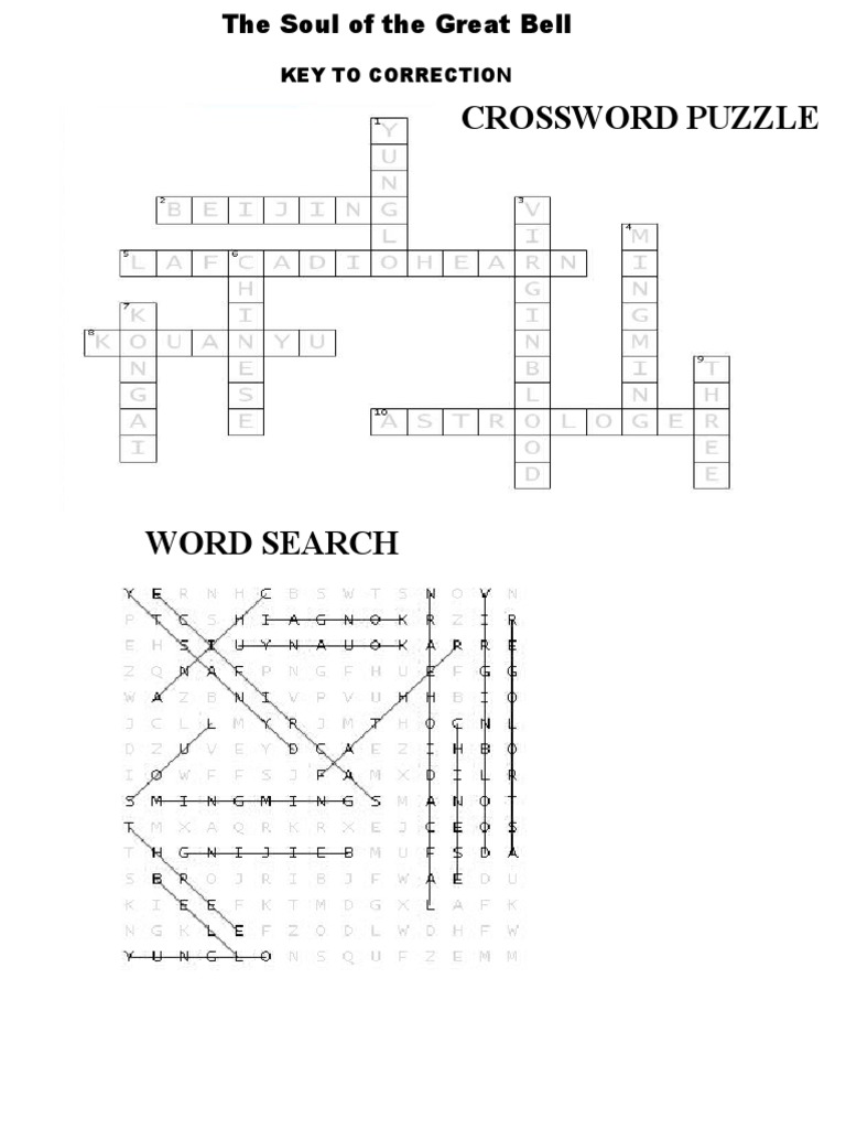 Crossword Puzzle Key To Correction PDF