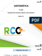 Matemática: 7º ANO Conjunto Dos Números Inteiros: Reta Numérica Aula Nº 2