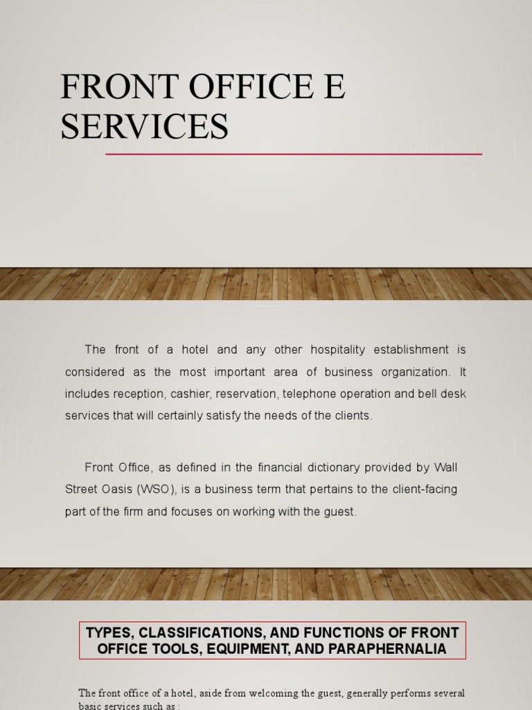 Front Office Tools, Equipment and Paraphernalia PDF Credit Card Cash