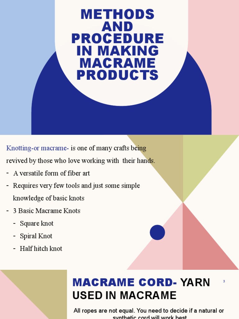 Methods and Procedure in Making Macrame Products PDF