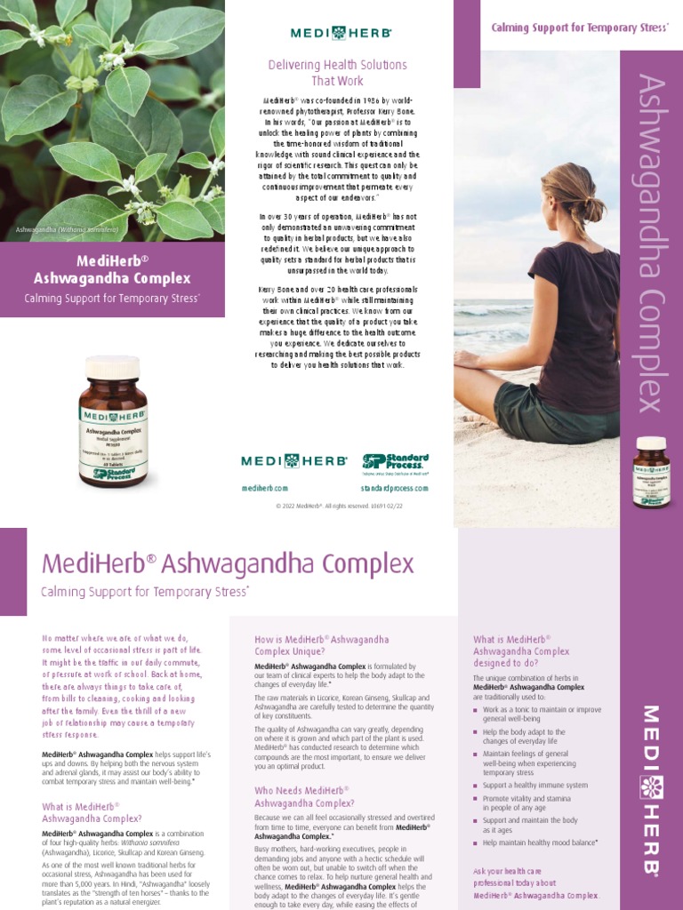Mediherb Ashwagandha Complex Delivering Health Solutions That Work PDF Stress (Biology