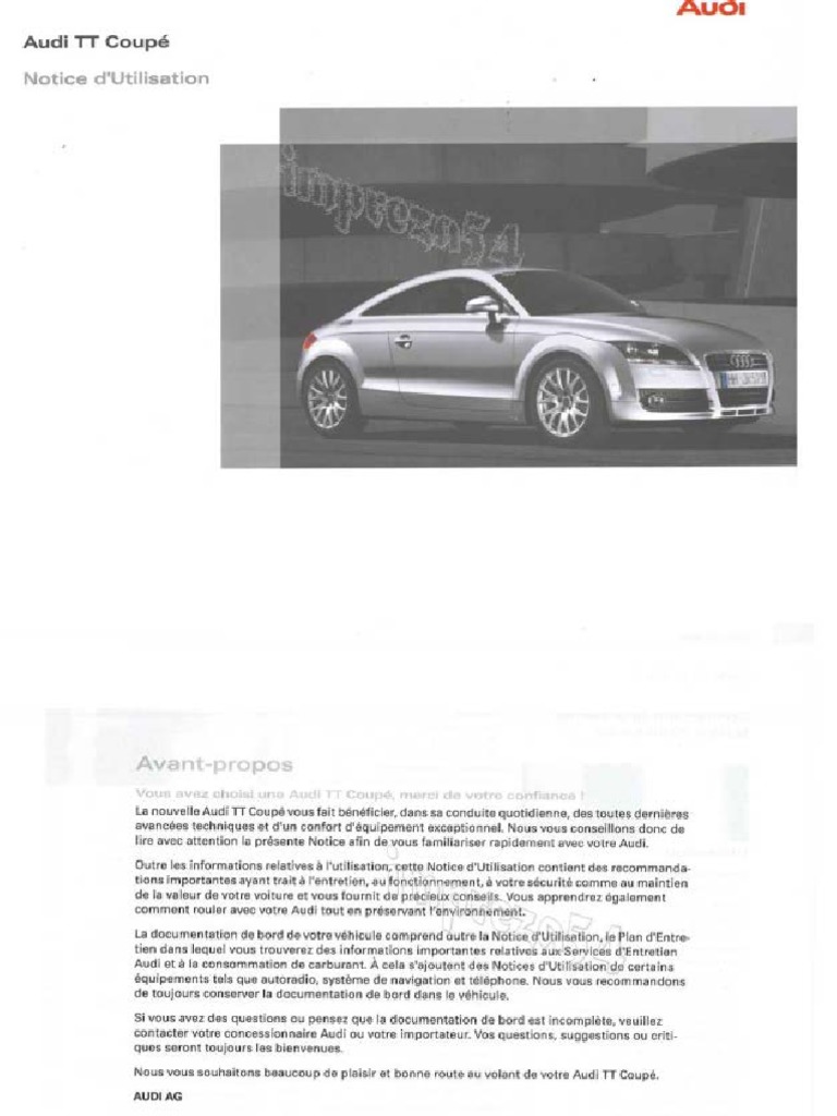 manuel audi TT PDF