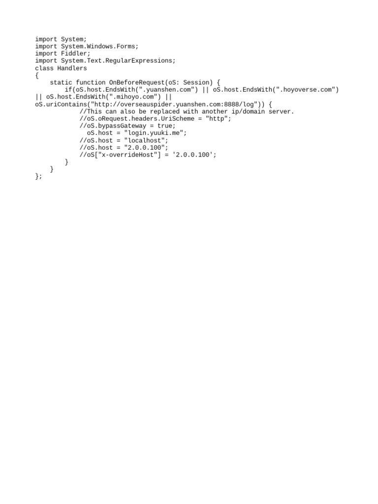 Fiddler Script for Host Redirection | PDF | Computers