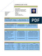 Curriculum Vitae: Name of Document Number Place / Date of Issue Expired Date