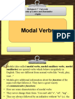 Modal Verbs: Mohamed University Faculty of Letters and Humanities - Oujda