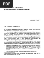 Los Sistemas Simbólicos y Sus Contextos de Enunciación