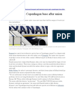 Ryanair Quits Copenhagen Base After Union Dispute
