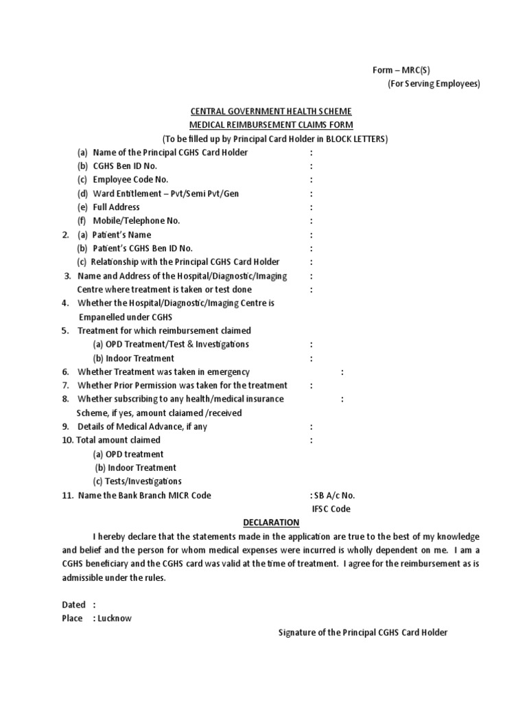 Medical Reimbursement Form PDF