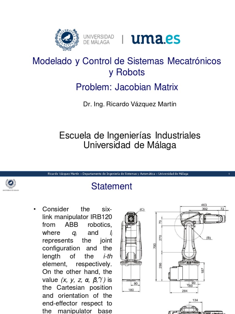 Jacobian Matrix for ABB IRB120 Robot | PDF | Kinematics | Applied And ...