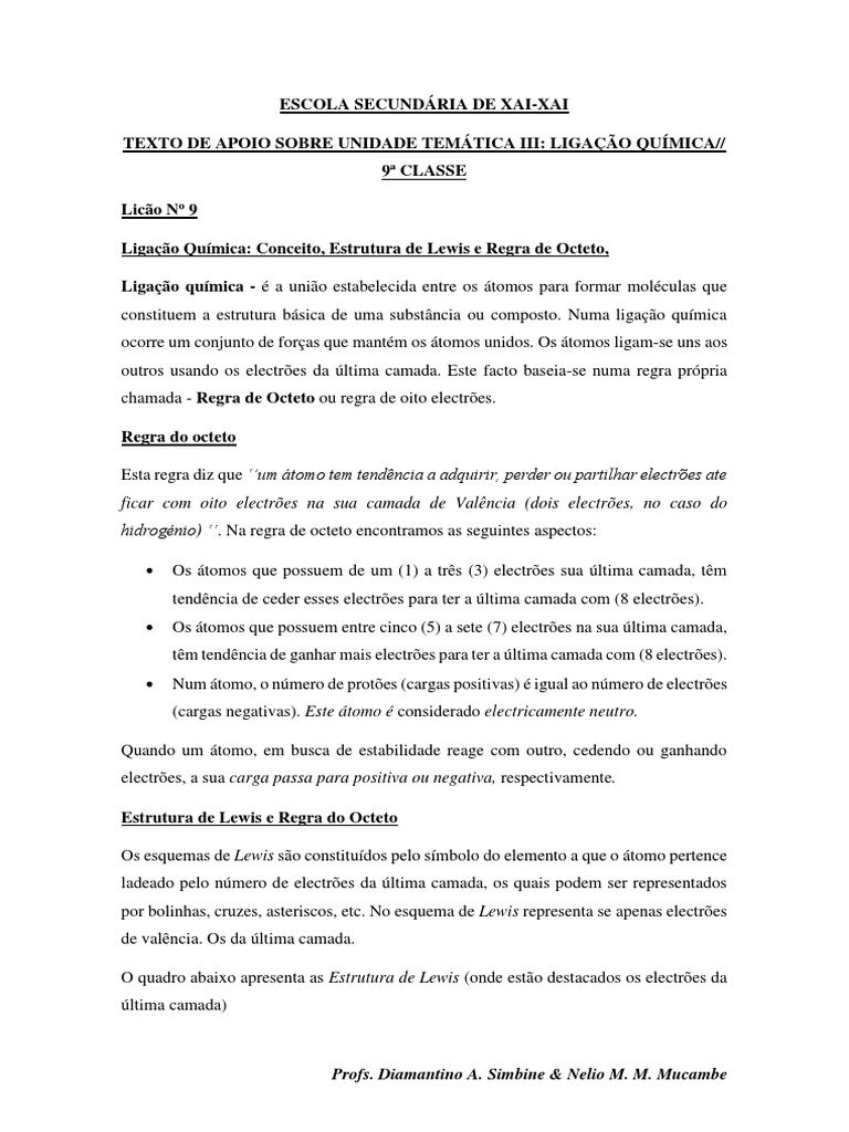Ligação Química Conceitos Fundamentais E Tipos De Ligações Pdf
