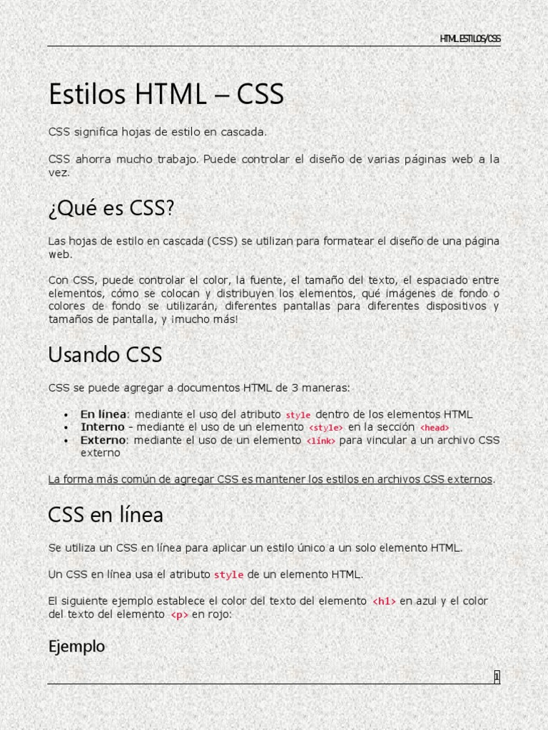 Estilos HTML - CSS | PDF | HTML | Hipertexto