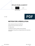 European Parliament: Motion For A Resolution