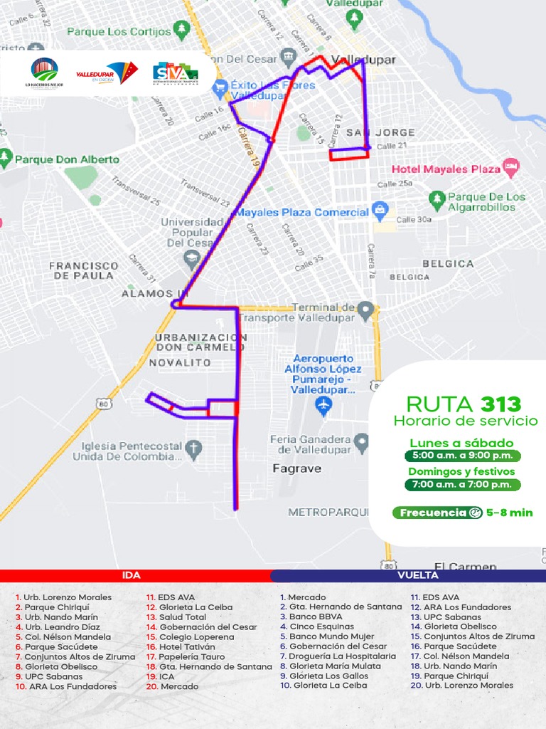 Recorrido y horarios de la ruta 313 | PDF